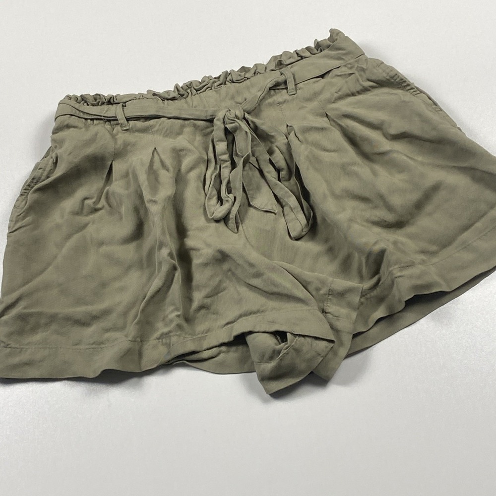 American Eagle Tie Belt Shorts Size S‎ Olive 100% Viscose Soft Summer Essential